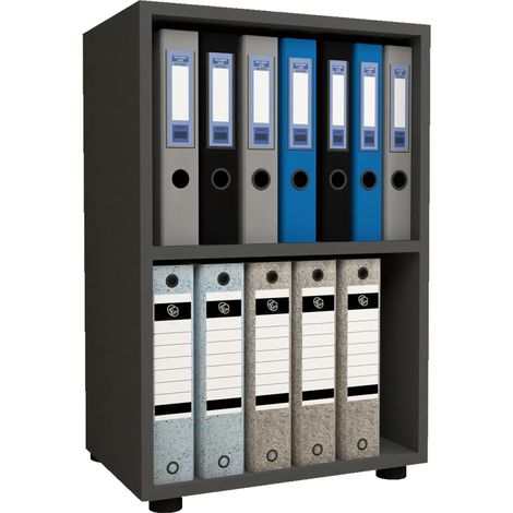 Supporto in legno VCM File Cabinet salvaspazio Dimensioni ca. A. 74 x L. 49 x T. 32 cm Mensola elegante Mensola ufficio – Ulas 2f (Antracite) (1/2)