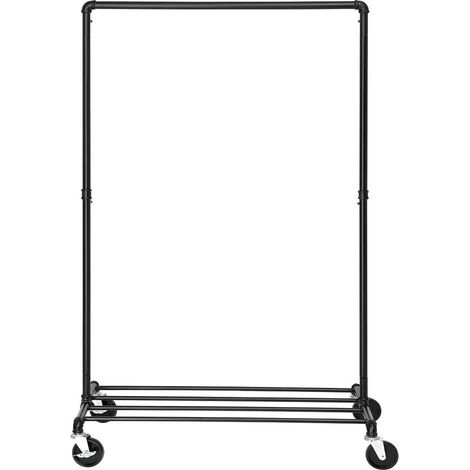 Perchero con ruedas y capacidad de carga de 90 kg estantería metálica robusta para dormitorio y lavadero color negro 120007116 (1/5)