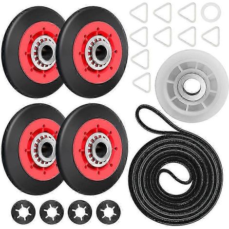 Kit de réparation pour sèche-linge comprenant un rouleau de tambour WPW10314173 pour plusieurs modèles de sèche-linge. Ensemble complet de pièces de rechange. (1/5)