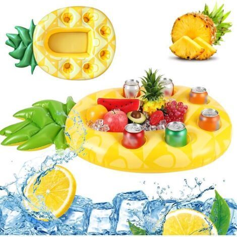 Porte-gobelet gonflable flottant, 2 en 1 boissons et porte-collation Bar de piscine 8 trous Grande capacité Dessous de verre Be (1/4)