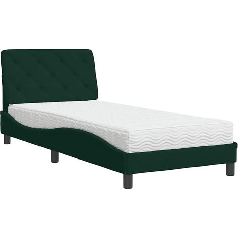 Maison Exclusive - Letto con Materasso Verde Scuro 90x200 cm in Velluto