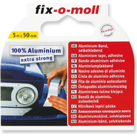 FIX-0-MOLL - 5mt x 50mm - NASTRO ADESIVOSIGILLANTE IN ALLUMINIO PER RIPARAZIONI - COLORE ARGENTO