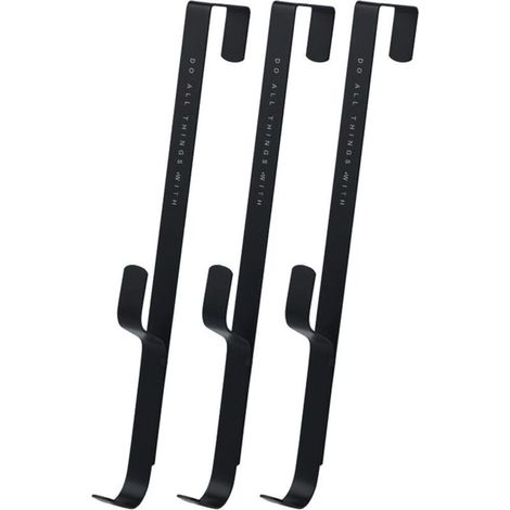 Lot de 3 crochets de porte pour salle de bain - Double crochet à utiliser comme support pour vêtements, chapeaux - Support mural - Noir (1/5)