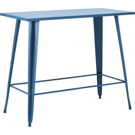Table haute de jardin en acier bleu pacific