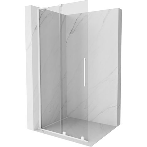 Mexen Velar L Duschwand Schiebetür Walk-in 100 x 200 cm, transparent 8 mm, weiß - 871-100-003-03-20