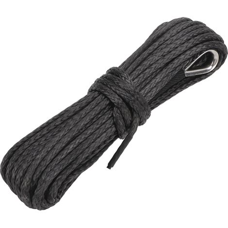 Câble de treuil de remorque de 15 m (50 pi) en nylon noir résistant à l'usure, de rechange pour SUV, camion, VTT et UTV. (1/5)