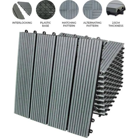 99 x WPC Decking Floor Tiles 30x30cm 9 SQM - Grey
