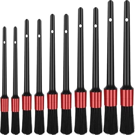 10 pcs Pinceau de Détail, Auto Detailing Brush Brosses de Nettoyage de Voiture. (1/4)