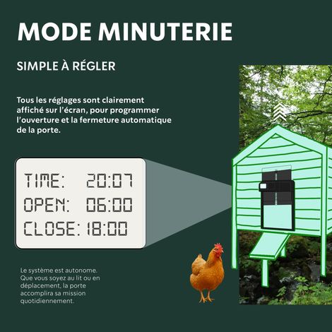 Porta automatica per pollaio a batteria – Apertura/chiusura programmabile – Porta automatica robusta per pollaio, facile installazione (1/4)