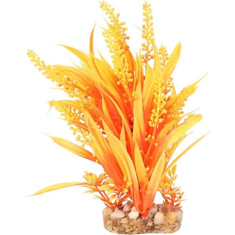 Plante d'eau Artificielle De Décoration D'aquarium, Accessoire De Paysage d'oreille De Riz Jaune G-125D, Conception Réaliste, Excellente Idée De Cadeau (1/5)