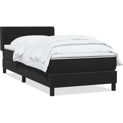 Lit simple Lit adulte Sommier à lattes de lit avec matelas noir 90x210 cm velours (1/5)