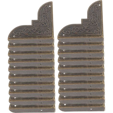 Lot de 20 protections d'angle métalliques vintage pour boîtes (1/5)