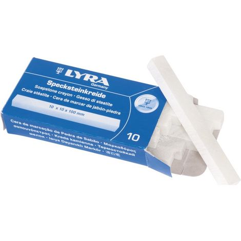 Craie stéatite pour marquage métal et béton – Résistante jusqu'à 2000°C – Lot de 10 unités – Dimensions 10x10x100mm – Lyra