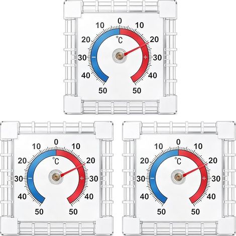 3 Piezas Thermomètres Autocollants pour Portes Fenêtre,Rango de -50 a 50 °C (1/5)