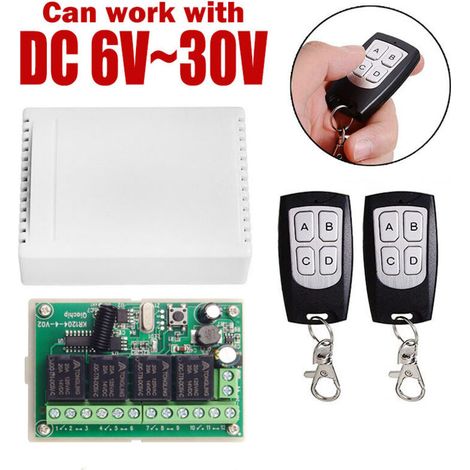 Telecomando wireless a 4 canali da 433 MHz CC 12 V – 2 trasmettitori e 1 ricevitore – Portata di 30 metri – Controllo porta garage