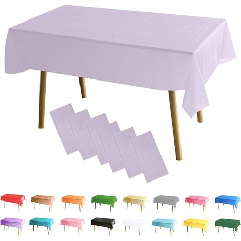 Lot de 6 nappes Macaron Violet 137x274cm Rectangulaire Imperméable pour Fêtes