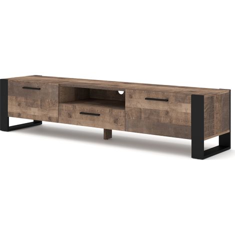 Mueble de TV NUKA 200 cm roble granero con patas (1/5)