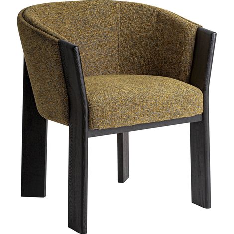 Chaise contemporaine jaune en polyester et chêne design élégant - Jaune marbré et bois naturel (1/5)