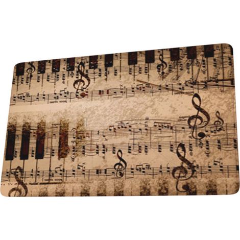 Tapis De Sol Anti-dérapant Absorbant En Flanelle Motif Note Musique Pour Salle De Bain Cuisine 1 Pièce (1/5)
