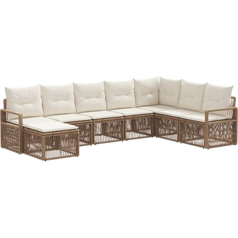 Gartensofa-set 8 pcs Beige Poly-Rattan vidaXL