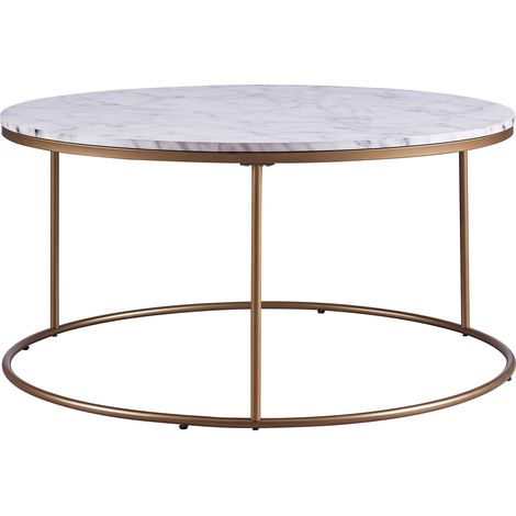 Tavolino da Caff� Rotondo Tavolo Basso Salotto Faux Marmo Teamson Home VNF-00075 (1/5)