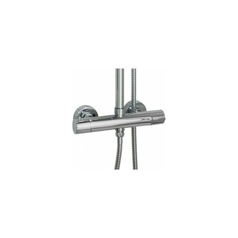 Miscelatore termostatico rotondo per doccia con doppia uscita – Corpo in ottone – Maniglia in ABS – Attacco universale M 1/2 e M 3/4 (1/4)
