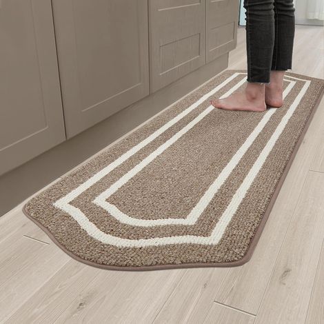 Tapis de Cuisine Long 60 x 150 cm Antidérapant et Lavable, Résistant aux Taches pour Évier, Plaques de Cuisson, Couloir et Entrée, Marron (1/5)