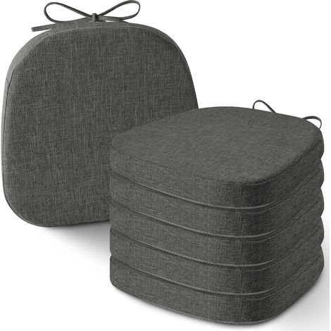 Lot de 6 Coussin, Épaisseur 5 cm, Antidérapant, Cordon, Polyester, Pour Chaise Métal (1/5)