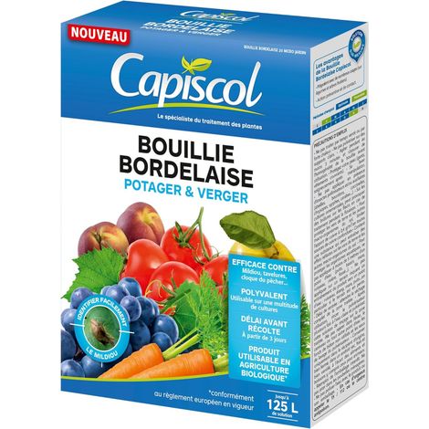 CAPISCOL Bouillie Bordelaise - 500g - 125L De Solution - Granulés A Dissoudre - Traitement Préventif & Traditionnel - Mildiou Tavelure Cloque Du Pêcher - Coloration Bleue BB500 (1/5)