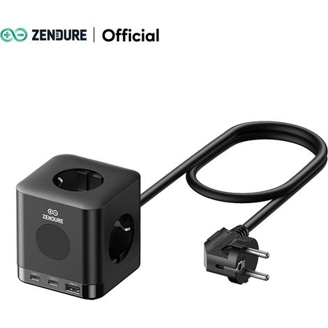 Zendure Multiprise Bloc 67W USB-C GaN 6-en-1 3680W AC, 2x USB-C 67W + 1x USB-A 18W, Pour SolarFlow/Hyper 2000 Hors-Réseau, CE Certifié, Câble 1,5m (1/5)