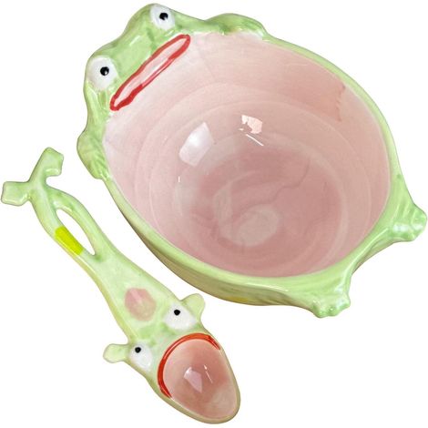 Cuillère Grenouille Amusante Bol Grenouille Créatif avec Cuillère Ustensile De Manger Et Boire En Céramique - Pour Cuisine Maison Salle à Manger Adultes Femmes Filles (1/5)