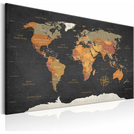 Tableau carte du monde secrets de la terre - 90 x 60 cm (1/4)