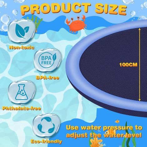 Hundeplanschbecken, 100 cm großer, faltbarer und tragbarer PVC-Pool für Kinder, robustes Hundeplanschbecken mit Spritzschutz und rutschfester Oberfläche, Wasserrutsche für Kinder – Blau (1/5)