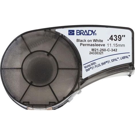 Etichette Brady nere su sfondo bianco, 2,1 m x 11,15 mm