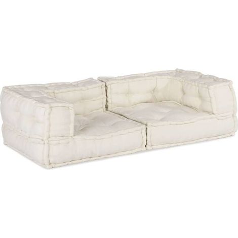 Canapé double modulable, beige, 140x70x36 cm, tissu. (1/5)