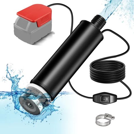 Pompe submersible 18V M18 compatible batterie Milwaukee, débit 30 L/min 4500 tr/min, pour réservoir eau pluie, piscine, bassin, aquarium, traitement eaux usées