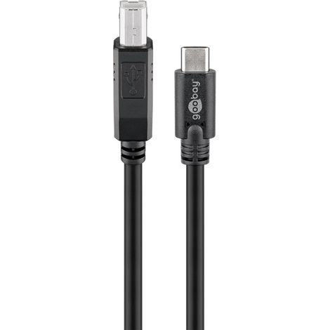goobay USB-C™ auf B Kabel, schwarz - USB 2.0-Stecker (Typ B) USB-C™-Stecker, 1 m (67985) (1/3)