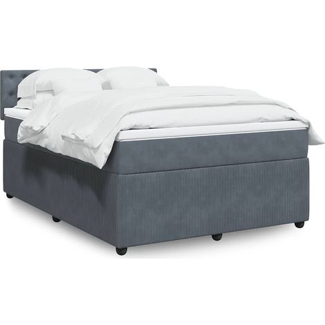 Boxspringbett mit Matratze Dunkelgrau 160x200 cm Samt