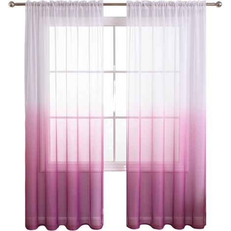 Rideaux en voile dégradé, panneaux de rideaux semi-transparents à effet froissé pour la décoration de la chambre et du salon, habillage de fenêtre filtrant la lumière, passe-tringle, 2 panneaux (1/5)