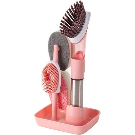 Brosse à Vaisselle Distributrice, Ensemble De Brosses De Nettoyage De Cuisine 4 En 1 Avec Distributeur De Détergent, 1 Ensemble[28] (1/4)