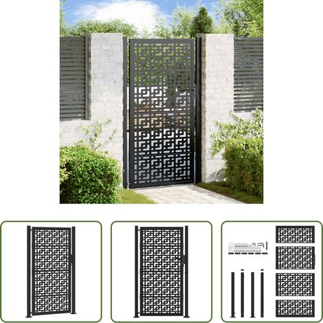 vidaXL Schwarz Gartentor - Gartentor Schwarz 100x175 cm Stahl Kreuz-Design (1/5)