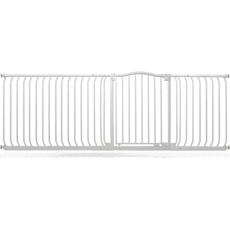 Bettacare Curved Top Dog Gate, 216cm - 225cm, Matt White, Pressure Fit Pet Gate for Dog and Puppy, Pet and Dog Barrier