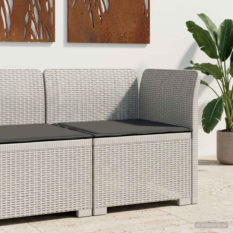 Canapé d'angle de jardin 1 place look rotin PP blanc avec coussin anthracite 62x62x70 cm - PANGIVO (1/5)