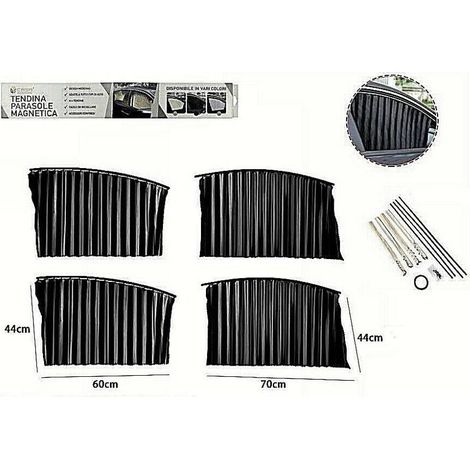 TRADE SHOP - Kit 4pz Tenda Tendina Parasole Proteggi Sole Raggi Uv Magnetica Auto Nera 70168 - (1/2)