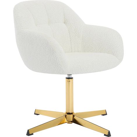 Sedia da ufficio in Tessuto bouclette Bianco e Dorato - LANCIEGA (1/5)