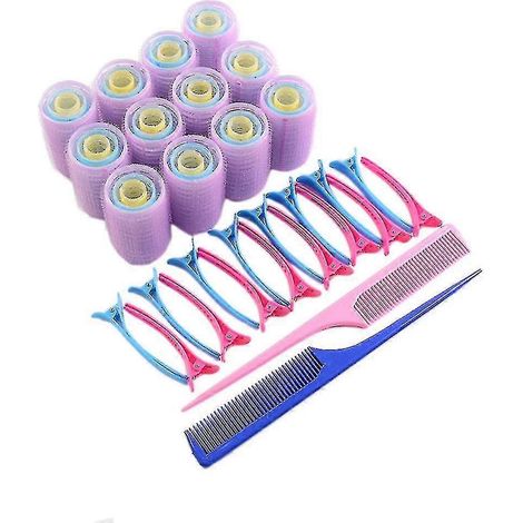 Rouleaux de coiffure auto-agrippants, fer à friser, peigne et pince à languette à faire soi-même (1/5)