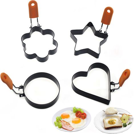 Moule A Oeufs - En Acier Inoxydable Antiadhésif - Pour Oeufs Frits Et Crêpes - 4 Pièces (1/5)