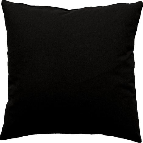 1 coussin carré, 40x40cm, noir, 100% coton certifié oeko-tex, déhoussable avec zip, lavable en machine, pour salon et chambre (1/5)