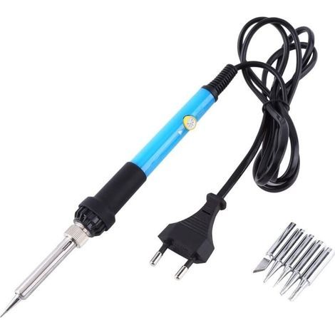 60W adjustable temperature soldering iron + 5 soldering tips, European standard 220V (1/5)