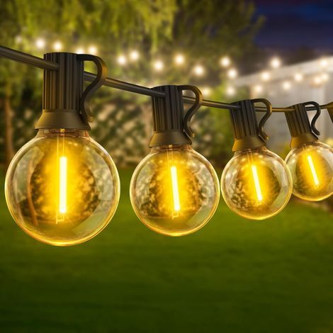 15 m lange Lichterkette für den Außenbereich, Bistro-Lichterkette für den Außenbereich, LED-Lichterkette, Lichterkette für Terrasse und Garten, elektrische Lichterkette für den Außenbereich, Balkonbel (1/5)